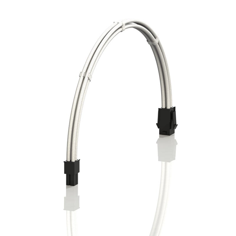 LINKUP - AVA 30cm EPS 4 Pin CPU ATX Motherboard PSU Power Supply Braided Sleeved Custom Mod PC Extension Cable w/Combs | Strong & Stiff Design | Single Pack | 300mm - White - Image 1